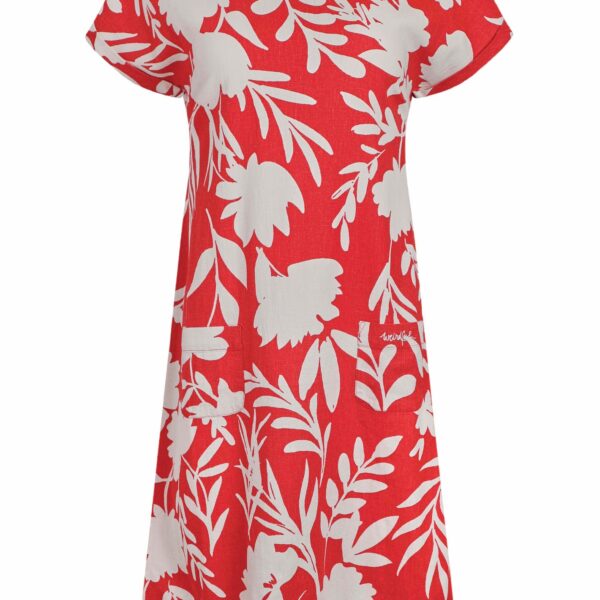 Weird Fish Orlando Linen Rich Pocket Dress Radical Red Size 22