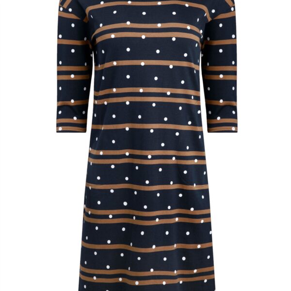 Weird Fish Amria Organic Cotton Square Neck Jersey Dress Navy Size 10