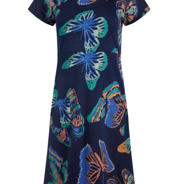 Weird Fish Tallahassee Printed Jersey Dress Dark Blue Size 22
