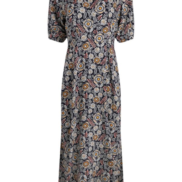Weird Fish Everly LivaEco™ Printed Viscose Dress Navy Size 20