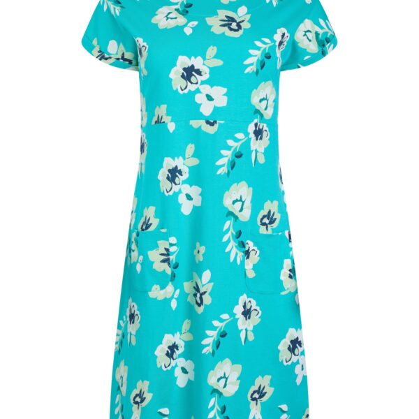 Weird Fish Tallahassee Printed Jersey Dress Blue Shine Size 8