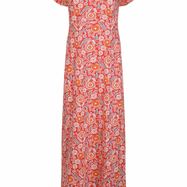 Weird Fish Mirren Organic Cotton Printed Maxi Dress Tango Red Size 20