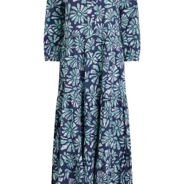Weird Fish Lainey Printed Seersucker Midi Dress Aqua Marine Size 12