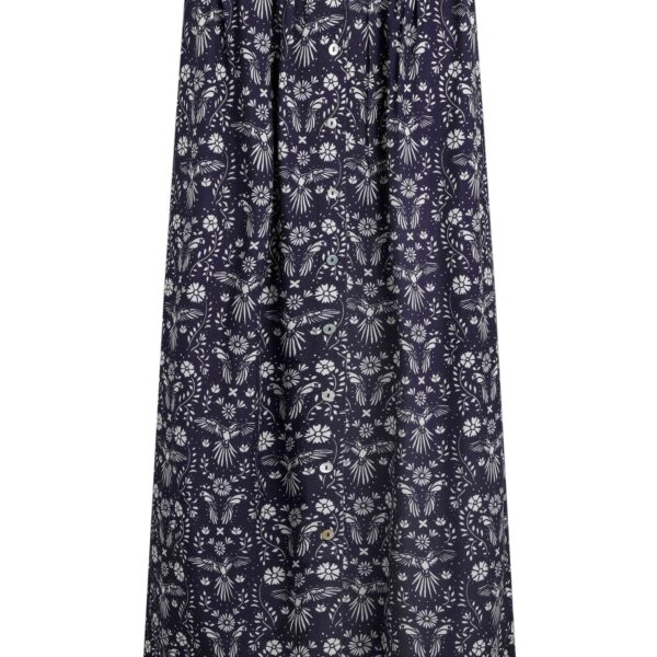 Weird Fish Nina Livaeco™ Printed Viscose Midi Skirt Rich Navy Size 12