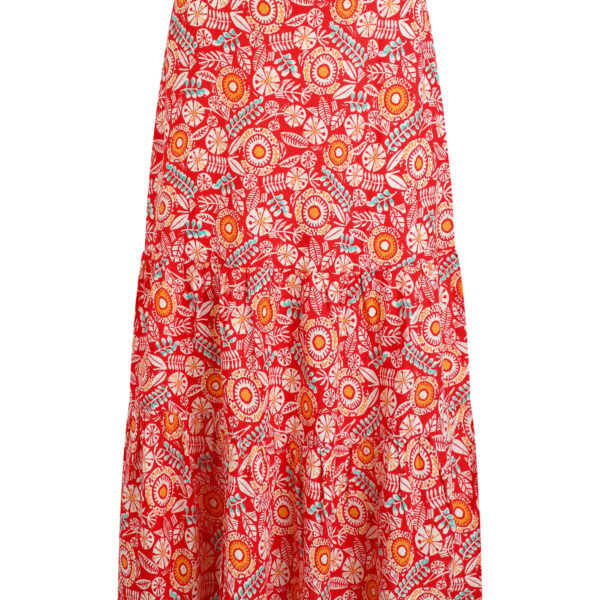 Weird Fish Cassis Lenzing EcoVero™ Printed Viscose Tiered Skirt  Tango Red Size 16