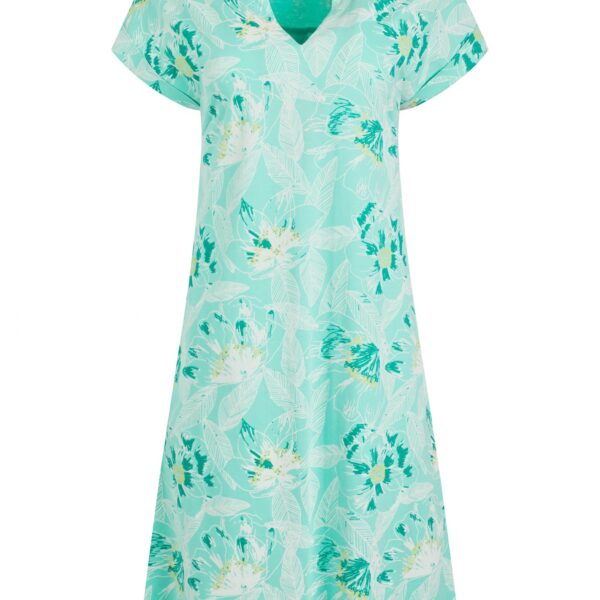 Weird Fish Suffolks Organic Cotton Printed Jersey Dress Aqua Size 22