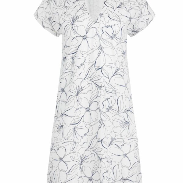 Weird Fish Suffolks Organic Cotton Printed Jersey Dress Light Cream Size 12