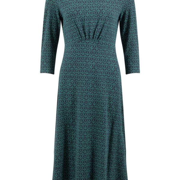 Weird Fish Felicity Printed Jersey Midi Dress Green Size 10