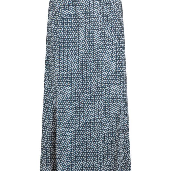 Weird Fish Ares Printed Jersey A-Line Maxi Skirt Navy Size 18