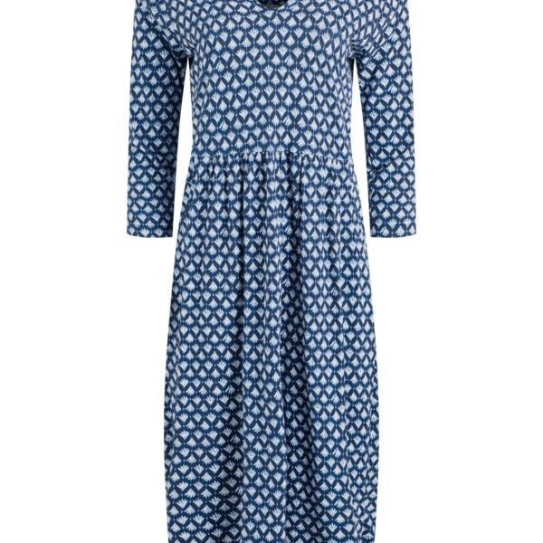 Weird Fish Isolde Printed Jersey Midi Dress Indigo Size 10