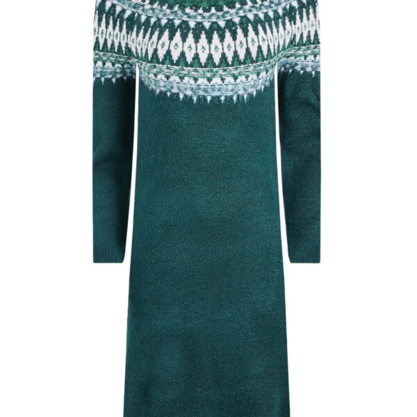 Weird Fish Dutton Fair Isle Knitted Jumper Dress Deep Teal Size 20