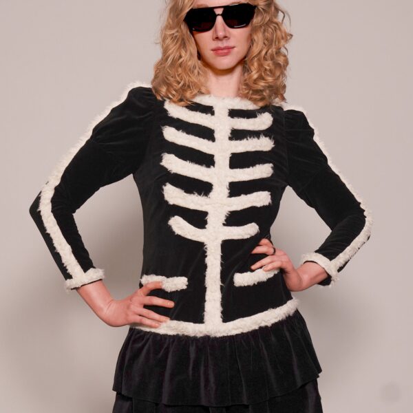 Vivetta Black Velvet Dress with Fur Trim