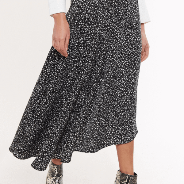 Carole Night Flower Asymmetric Midi Skirt