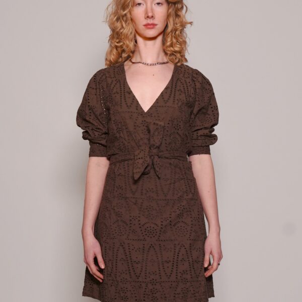 2NDAY Embroidered Brown Long Dress