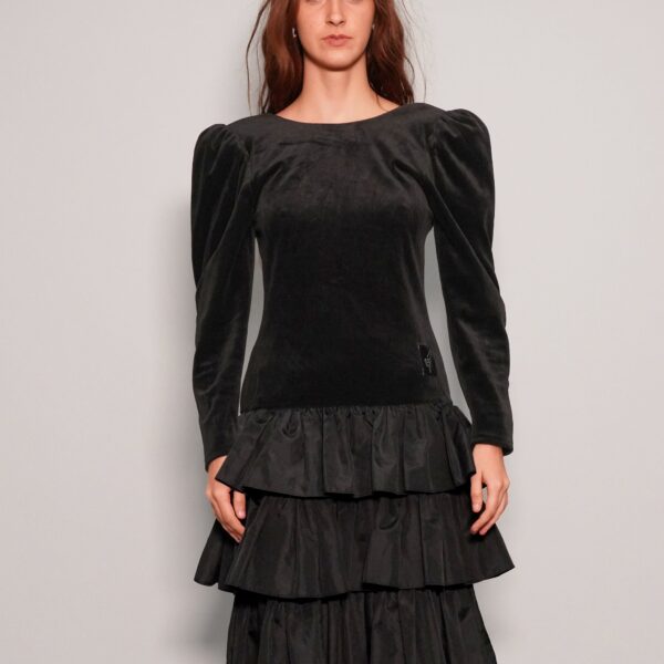 Vintage Dusk Black Velvet Dress