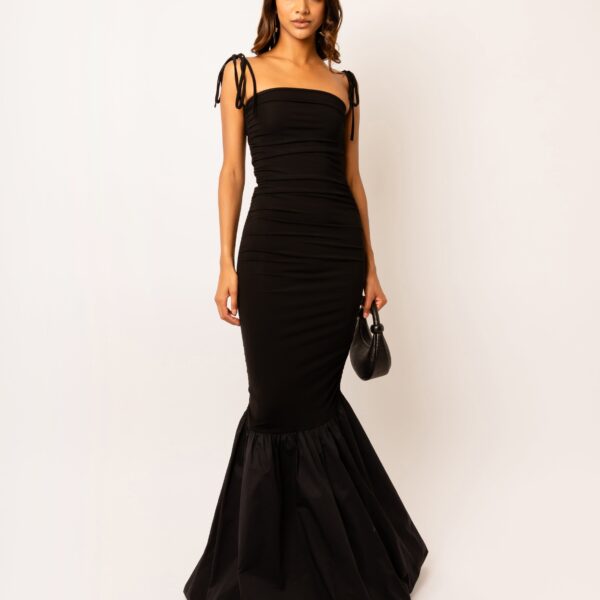 Alexa Black Fishtail Maxi Dress