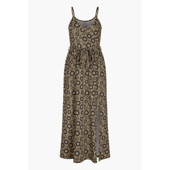 Enorsia  Geo Printed Jersey Wrap Front Maxi Dress  women's Long Dress in Brown