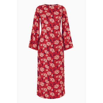 Enorsia  Floral Elegance Maxi Dress With Removable Sleeve  women's Long Dress in Red