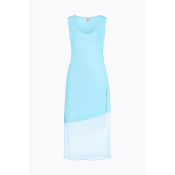 Enorsia  Chic Slim-Fit Dress with Mesh Detail  women's Long Dress in Blue