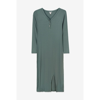 Enorsia  Front Slit Ribbed Midi Dress  women's Long Dress in Green