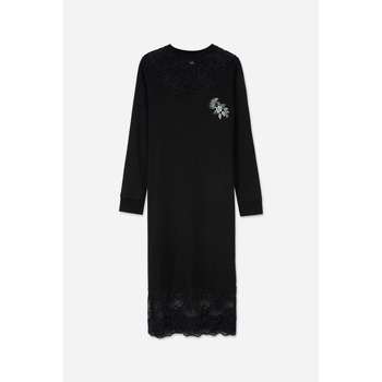 Enorsia  Lace Detail Long Sleeve Bodycon Dress  women's Long Dress in Black