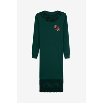 Enorsia  Lace Detail Long Sleeve Bodycon Dress  women's Long Dress in Green