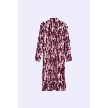 Enorsia  Cut Out Printed Midi Flare Dress  women's Long Dress in Red