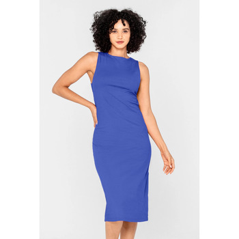 Enorsia  Jersey Dress with Adjustable Self-Fabric Straps  women's Long Dress in Blue