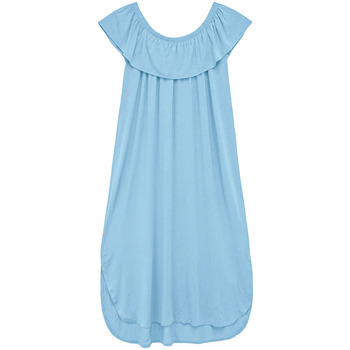 Enorsia  Off Shoulder Ruffle Jersey Dress  women's Long Dress in Blue
