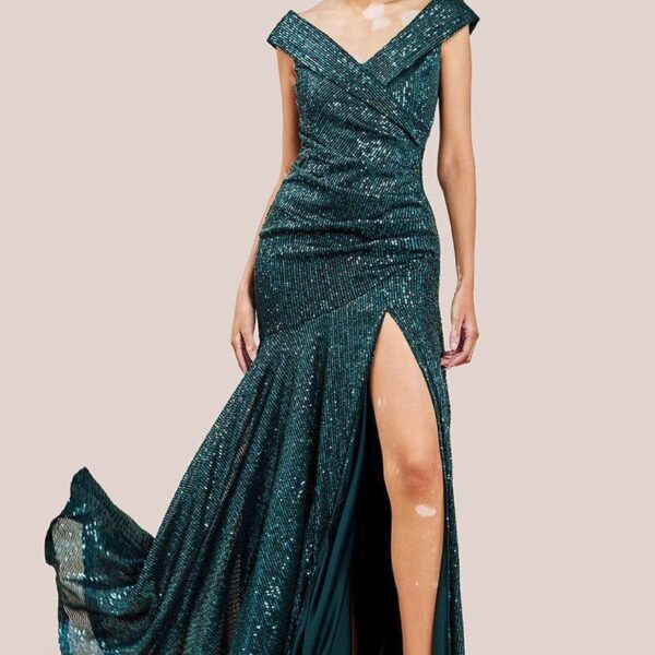 Bardot Sequin Pleated Maxi Dress - Emerald Green by Goddiva