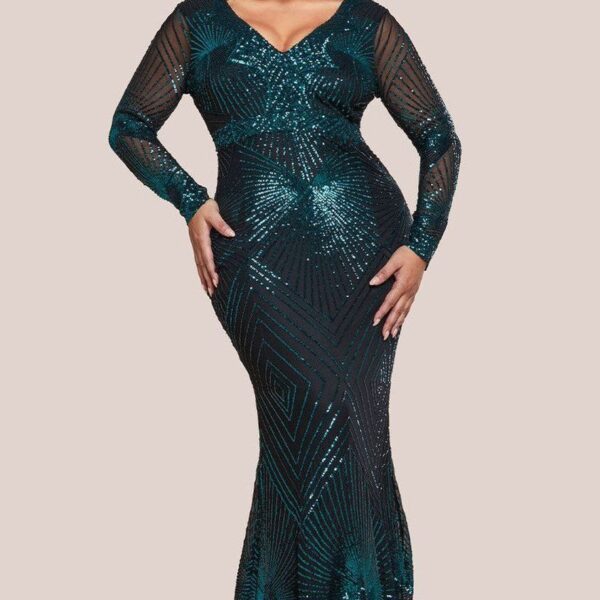 Starburst Sequin Maxi Dress - Emerald by Goddiva Plus