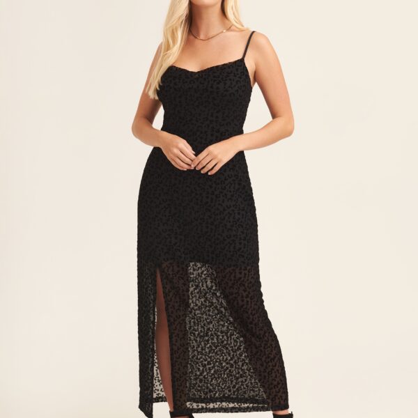 Animal Cowl Midi Dress