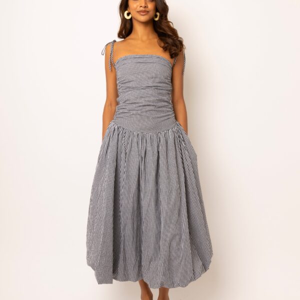 Alexa Mono Gingham Puffball Dress