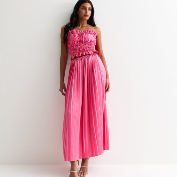 Hot Pink Ruched Bandeau Top