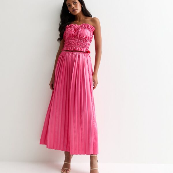 Hot Pink Pleated Maxi Skirt