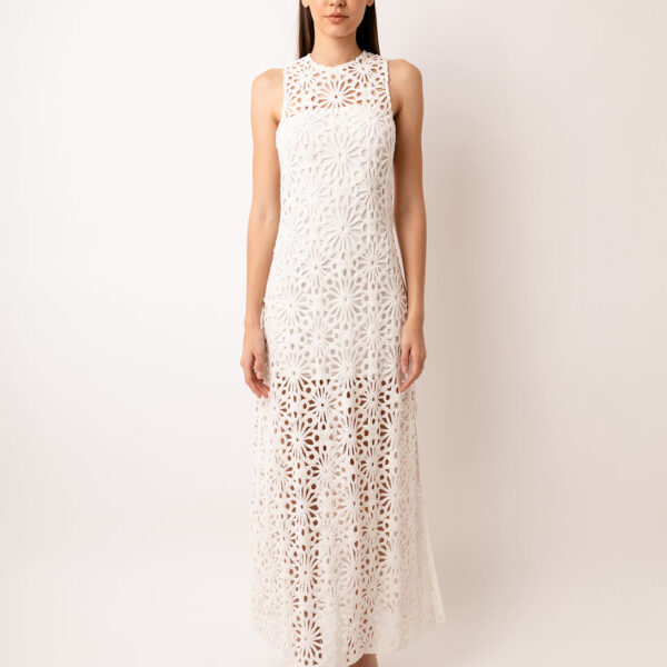 Sorrento White Crochet Lace Maxi Dress