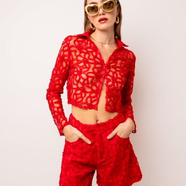 Sunnie Red Floral Blouse