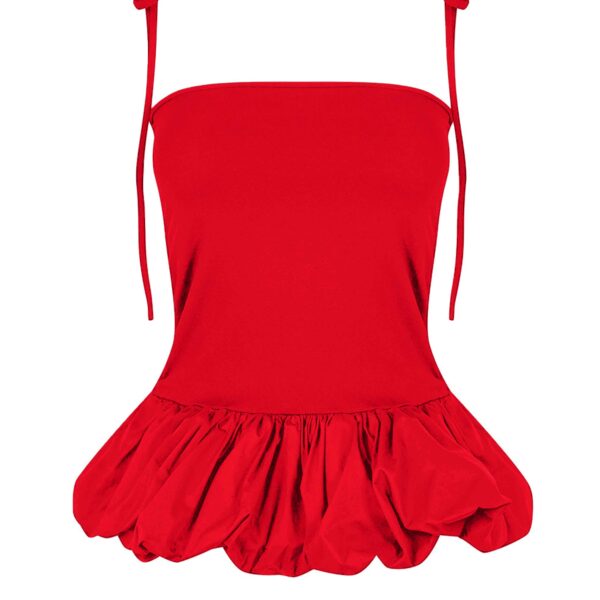 Alexa Cherry Red Puffball Top
