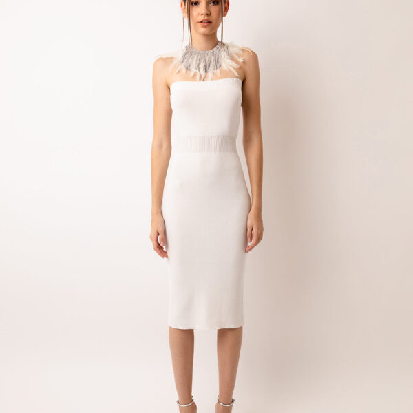 Sydney White Knit Bandeau Midi Dress