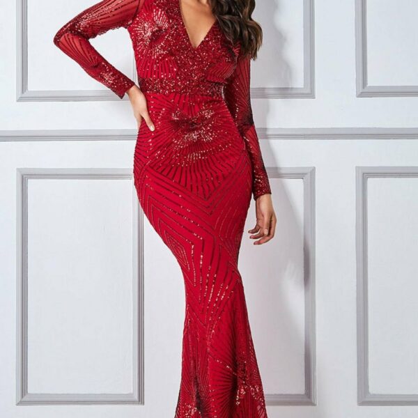 Starburst Effect Maxi Dress - Red by Goddiva