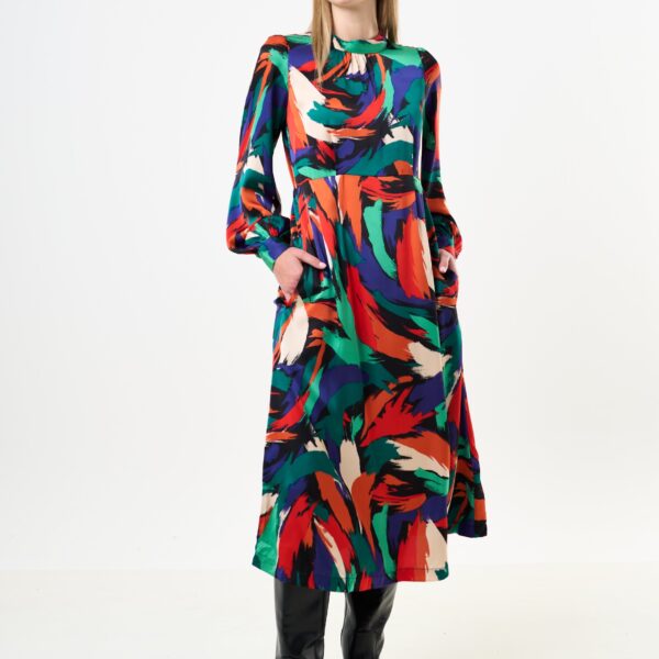 Avion Hofmann Print Long Sleeve Midi Dress