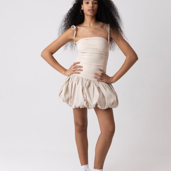 Alexa Milk Puffball Ultra Mini Dress