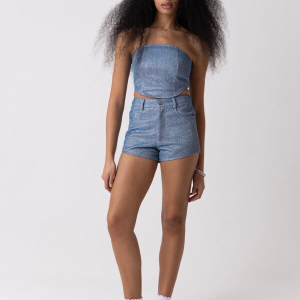 Roxy Blue Metallic High Waisted Hotpants