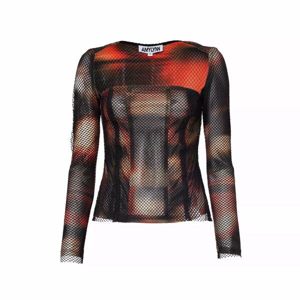 Arvarni Abstract Print Mesh Top