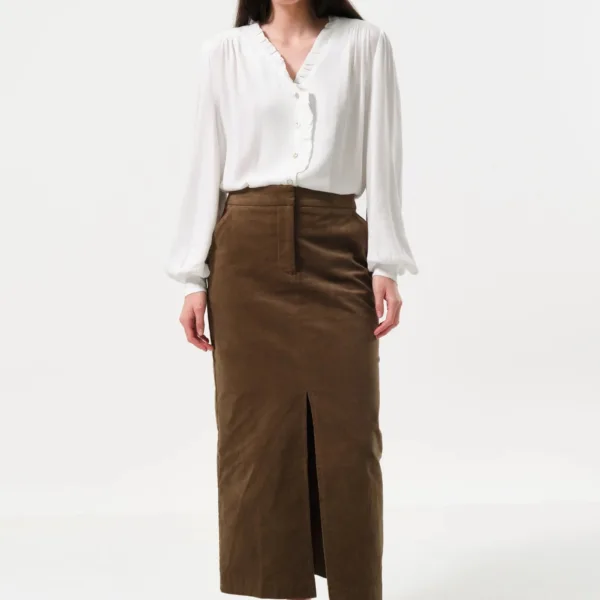 Balthazar Babycord Midi Pencil Skirt - Mole