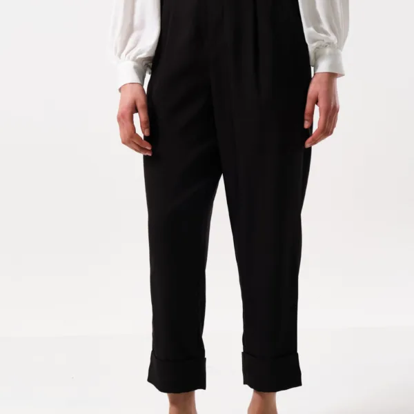 Bayeux Sustainable Satin Back Crepe Trouser - Black