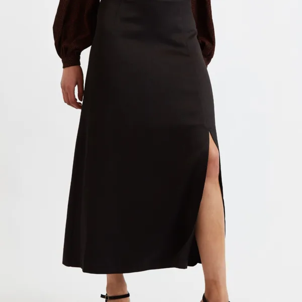 Blanche Sustainable Satin Back Crepe Maxi Skirt - Black