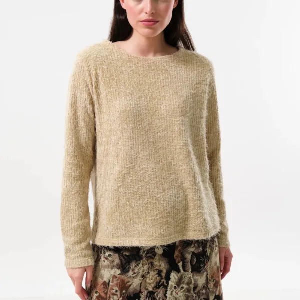 Blanka Eyelash Long Sleeve Jumper - Beige
