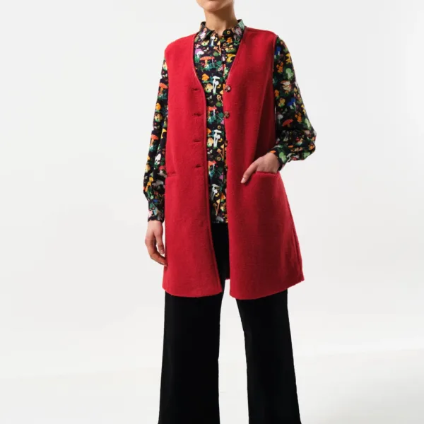Cathel Borg Longline Waistcoat - Red