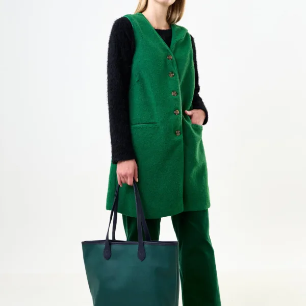Amelia Contrast Strap Tote Bag - Green